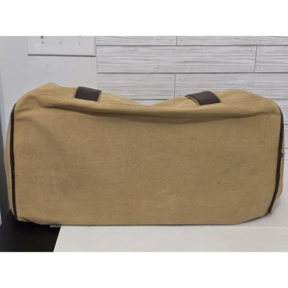 ZEP-PRO Khaki Brown Tan Canvas Leathrr Concho‎ Travel Duffel Bag 15